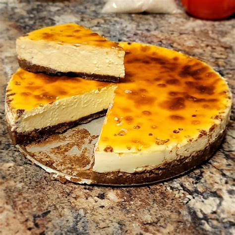 Vanilla Lemon Cheesecake on a Chocolate Graham Crust with a Caramelized ...