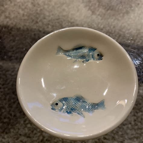 2 Blue Fish Dish By Lorna Newlin 4″D Nautical Ocean Beach Decor | eBay
