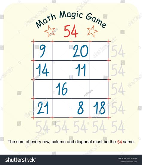 Magic Math Game Magic Square Recreational Stock Vector (Royalty Free ...
