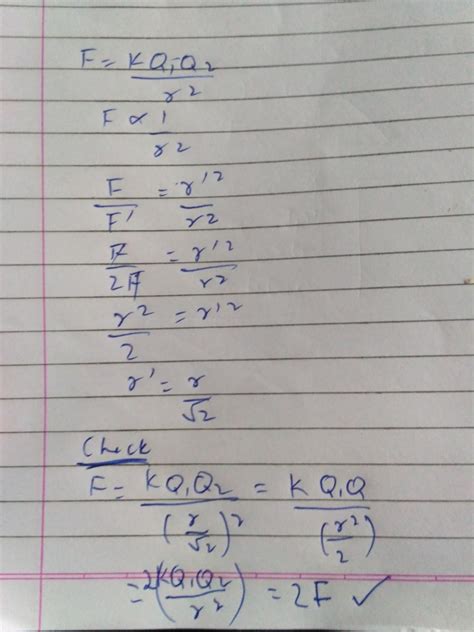 Force of attraction between two charges at a distance 'r' is F . What ...