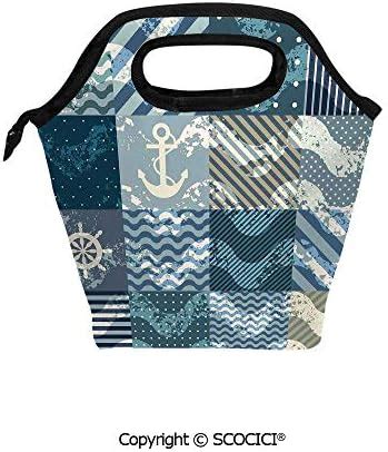 Buy SCOCICI Portable Thickening Insulation Tape Lunch Bag Marine Theme ...