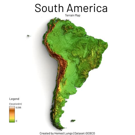 Map showing Terrain of South America by... - Maps on the Web