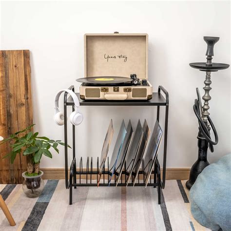 Buy Record Player Stand 120 Records - Record Player Stand with Storage ...
