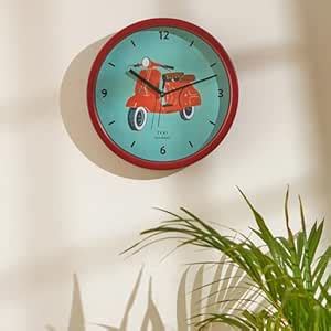 Buy TEAL BY CHUMBAK Scooting Around Analog Wall Clock | 11 inch | Home ...