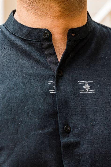 Moksha : Jamdani Black Full-sleeve Shirt – Indianpeacock