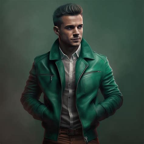 Green Leather Jacket with Chinos