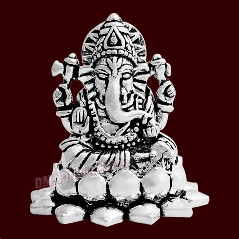 Small Exotic Ganesh Murti in Oxide Silver