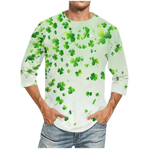 COSFO 3/4 Sleeve Shirts for Men Crew Neck Casual St Patricks Day Tops ...
