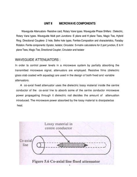 Microwave components - Study material - UNIT II MICROWAVE COMPONENTS ...