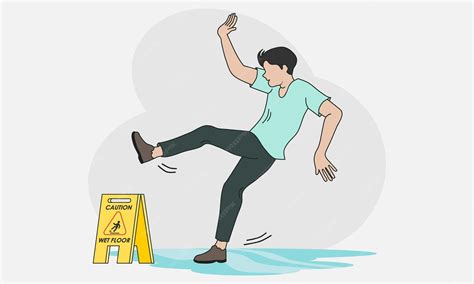 Premium Vector | A man slipping and falling down wet floor warning and ...