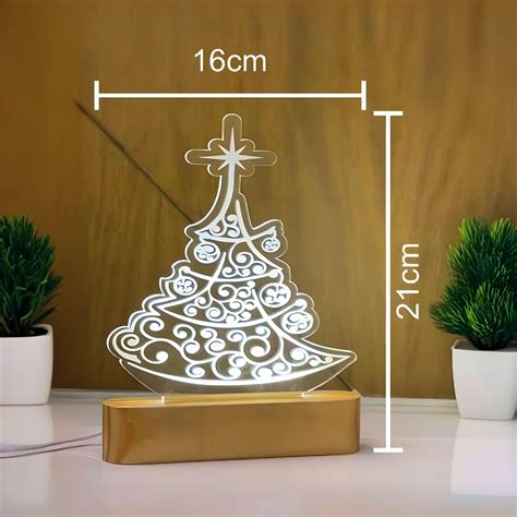 Christmas Glow LED Acrylic Lamp | Elegant Wooden Christmas Tree | INCH ...