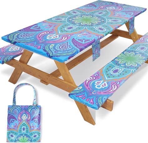 Amazon.com : Jobunai Picnic Table Cover with Bench Covers Fitted ...