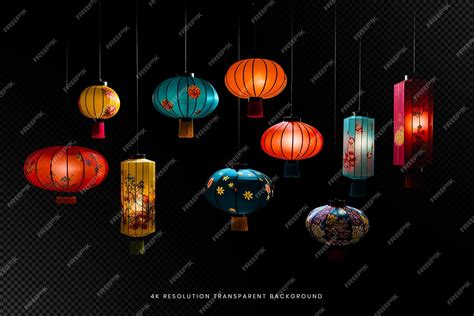 Premium PSD | Chinese floating lantern on transparent background