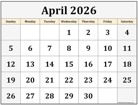 April 2026 calendar | free printable calendars