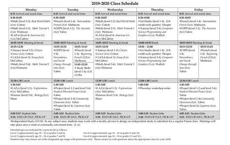 Pacem Schedule: class schedule for school in Montpelier VT