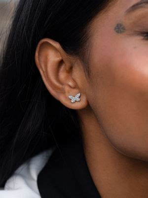 Buy Shaya by CaratLane Break Free Butterfly Earrings In Rhodium Plated ...