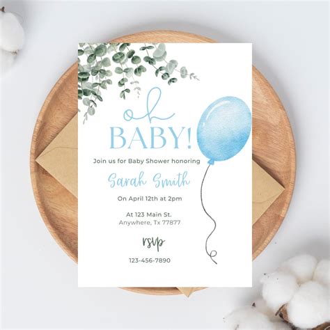 Baby Boy Shower Invitation, Baby Shower Invitation, Boy Baby Shower ...