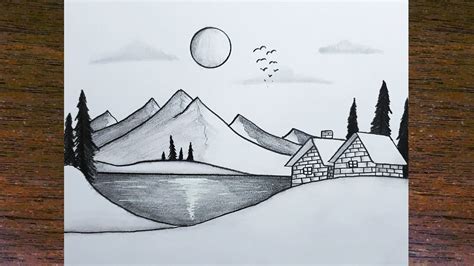 How To Draw Landscape Drawing / Step By Step Easy Landscape drawing ...