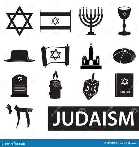 Judaism Religion Symbols Vector Set of Icons Eps10 Stock Vector ...
