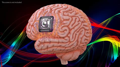 3D model Human Brain with Microchip Implant with Light | 3D Molier ...