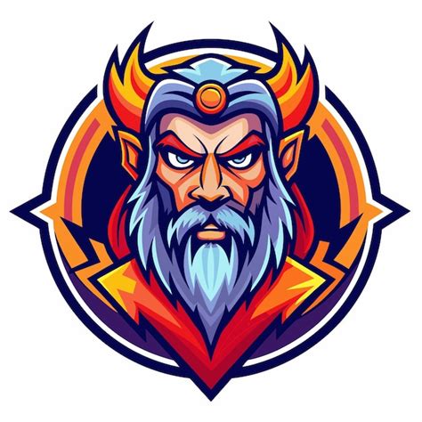 A fierce and powerful character with horns and a beard a colorful ...
