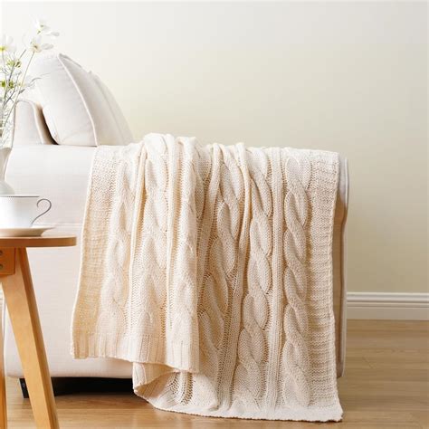 Cream White Throw Blanket for Couch, Decorative Ivory Throw Blankets ...