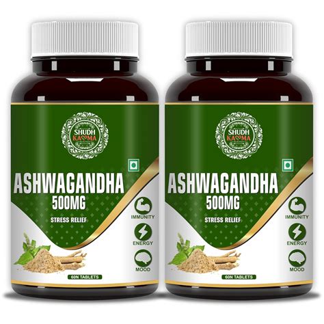 Shudh Kaama Ashwagandha 500mg Tablets for General Wellness & Immunity ...