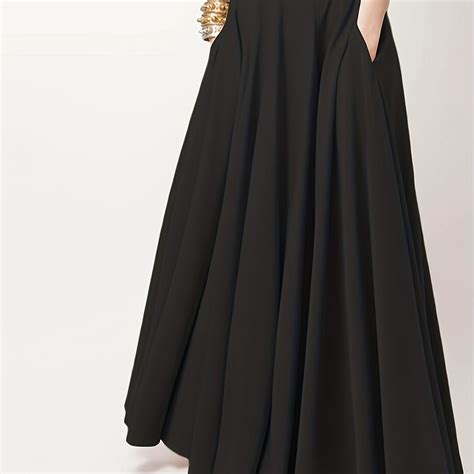 Pleated Long Skirt, Loose Solid Casual Skirt For Spring & Summer, Women ...