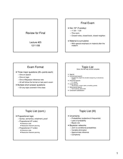 Introduction to Artificial Intelligence - Final Exam Review | CS 440 ...