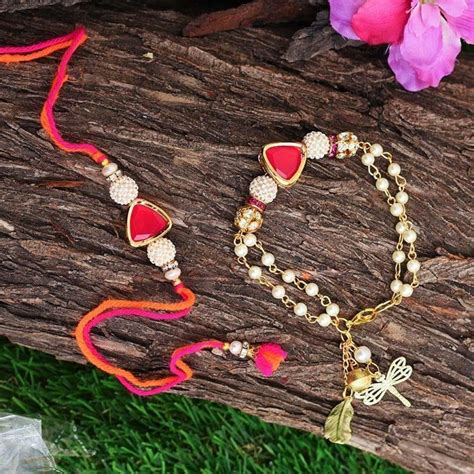 Buy Sparkling Crystal Bhaiya Bhabi Rakhi Set of 2 Online in India ...