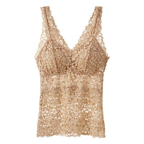 EHQJNJ Womens Camisoles with Built in Bra Lace Women's Solid Color Lace ...