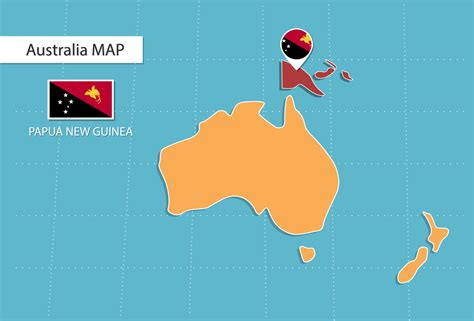 Papua New Guinea map in Australia, icons showing Papua New Guinea ...