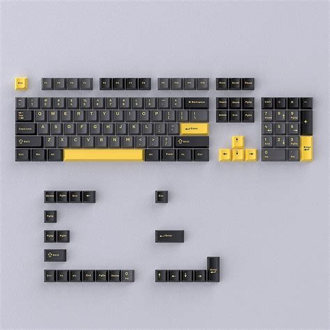 Black Gray Yellow Cherry Doubleshot PBT Keycaps – CuriosityCaps