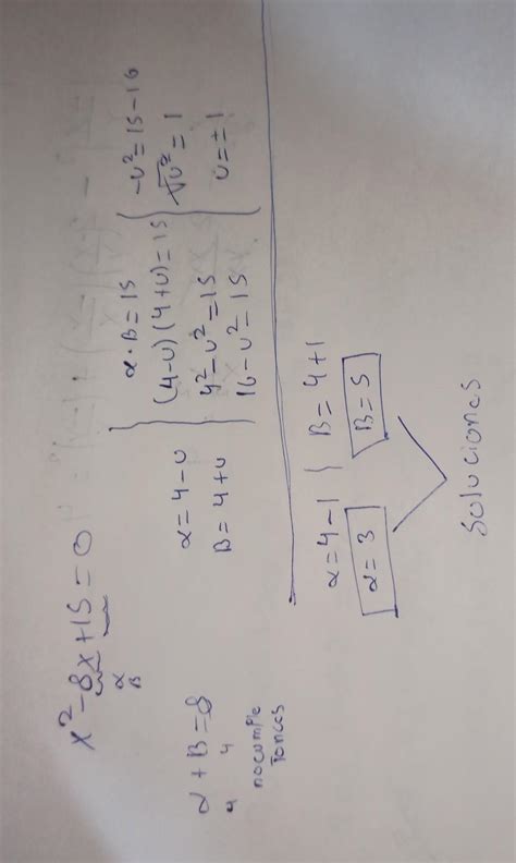 Ecuación de 2 grado [tex]x^{2} -8x+15=0 - Brainly.lat