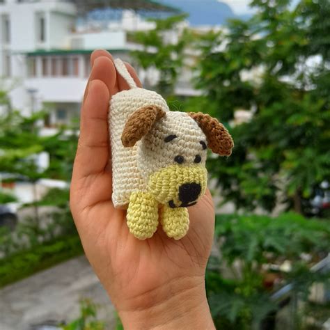 Buy Handmade Amigurumi Crochet Dog Keychain - Cream | All India ...