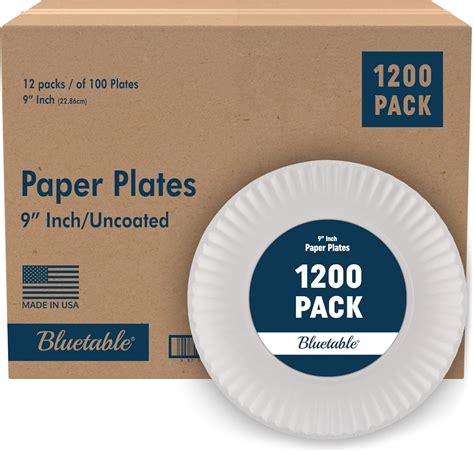 Amazon.com: Bluetable 9 Inch Paper Plates Bulk – 1200 Count - Uncoated ...