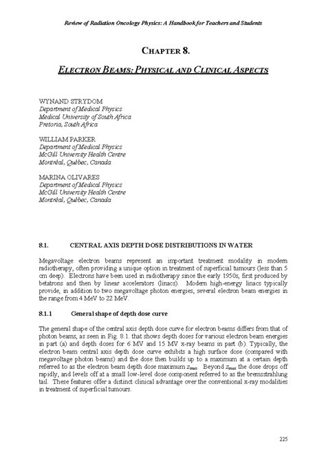Syllabus chapitre 8 - Review of Radiation Oncology Physics: A Handbook ...