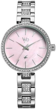 Buy Fastrack Vyb Quartz Analog Pink MOP Dial Steel Alloy Strap Watch ...