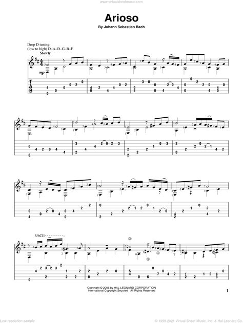 Bach - Arioso sheet music for guitar solo [PDF]