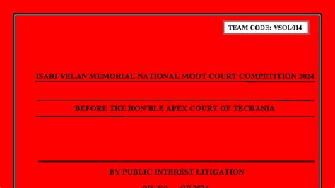 VSOL014 - Respondent Memo for Techania Moot Court Competition 2024 ...