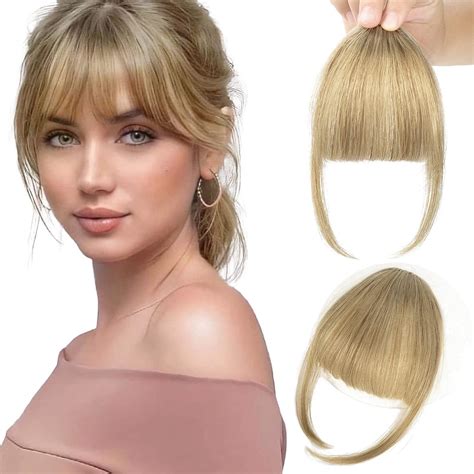 Amazon.com : FLUFYMOOZ Clip in Bangs 100% Human Hair, Bangs Hair Clip ...