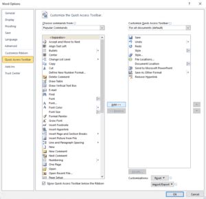 Image result for Word Options Dialog Box