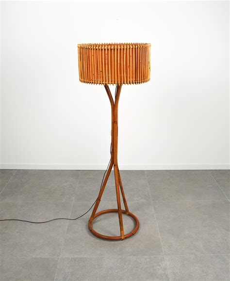 Midcentury Bamboo and Rattan Floor Lamp Franco Albini Style, Italy ...