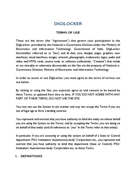 DigiLocker Terms of Use: Guidelines for Users and Account Registration ...