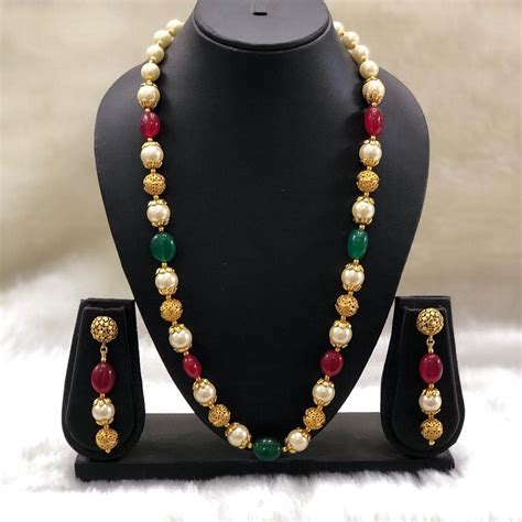 Multicolor Pearl Beaded Necklace Set