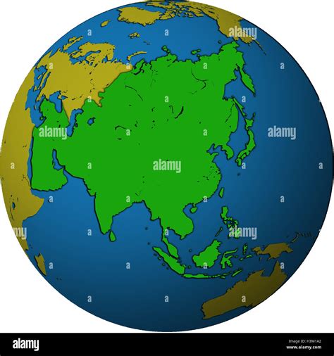 asia territory on map of globe (orthographic projection Stock Photo - Alamy
