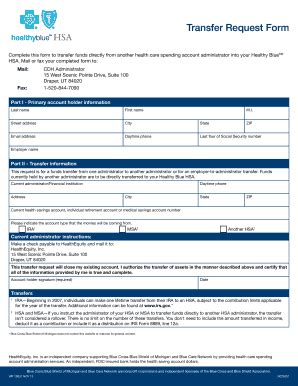 Fillable Online Transfer Request Form healthyblue HSA Fax Email Print ...