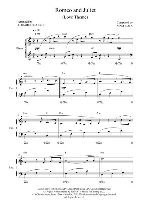 Romeo And Juliet (Love Theme) (arr. Eduardo Barros) by Henry Mancini ...