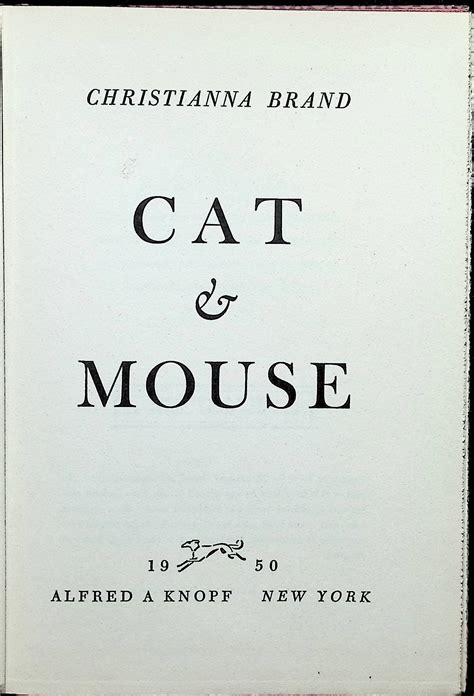 Cat and Mouse by Brand, Christiana: Very Good Hard Cover (1950) First ...