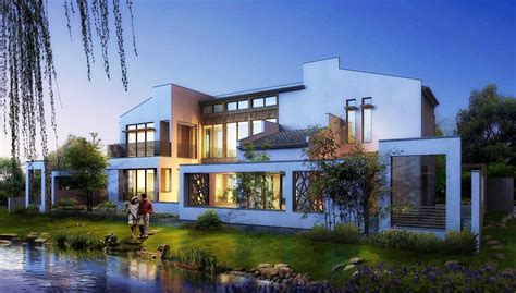 新中式别墅设计图纸，二楼露台较多，农村自建房 - 轩鼎房屋图纸